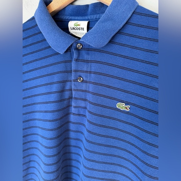 Lacoste Men’s Royal Blue Black Stripe Y2K Preppy Polo Shirt Size 6 Large - Picture 3 of 8